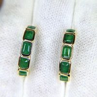 2.25 Ct.Tw. Emerald Bezel Earrings, 14K Yellow Gold Image