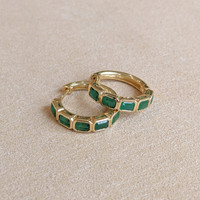2.25 Ct.Tw. Emerald Bezel Earrings, 14K Yellow Gold Image