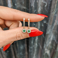 0.22 Ct.Tw. Emerald Natural Diamond Halo Earrings, 14K Yellow Gold Life Style