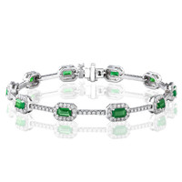 2.80 Ct.Tw. Emerald Natural Diamond Tennis/Line Bracelet, 14K White Gold Image