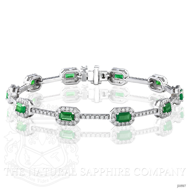 2.80 Ct.Tw. Emerald Natural Diamond Tennis/Line Bracelet, 14K White Gold