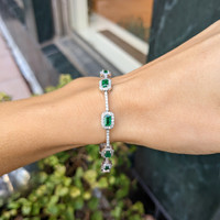 2.80 Ct.Tw. Emerald Natural Diamond Tennis/Line Bracelet, 14K White Gold Life Style
