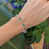 2.80 Ct.Tw. Emerald Natural Diamond Tennis/Line Bracelet, 14K White Gold Life Style