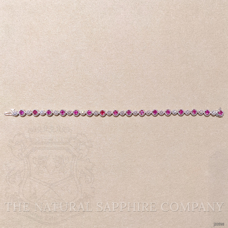 1.88 Ct.Tw. Ruby Natural Diamond Tennis/Line Bracelet, 14K White Gold