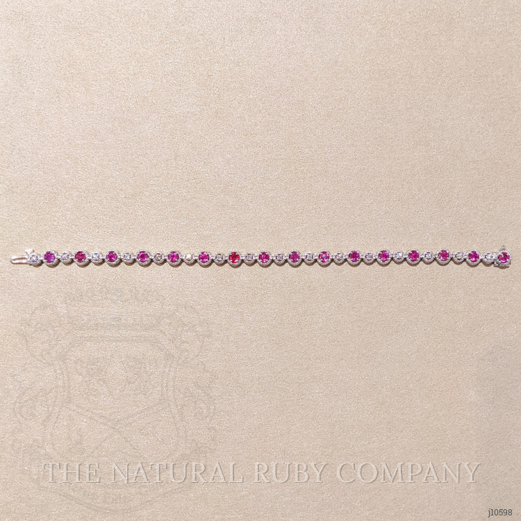 1.88 Ct.Tw. Ruby Natural Diamond Tennis/Line Bracelet, 14K White Gold