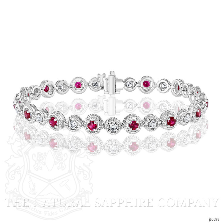 1.88 Ct.Tw. Ruby Natural Diamond Tennis/Line Bracelet, 14K White Gold