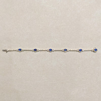 3.01 Ct.Tw. Blue Sapphire and Natural Diamond Tennis/Line Bracelet, 18K Yellow Gold Image