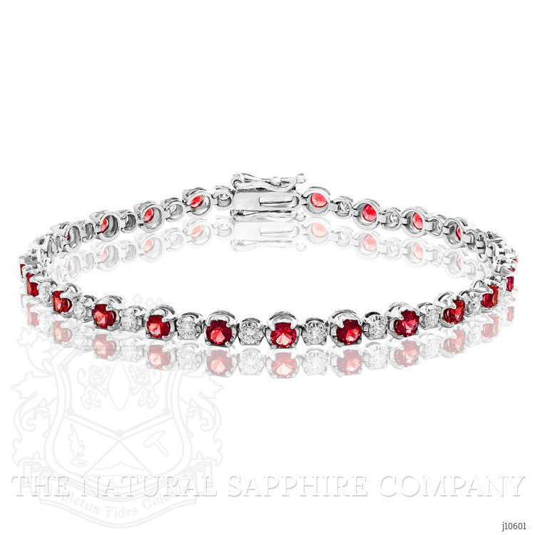 3.52 Ct.Tw. Ruby Natural Diamond Tennis/Line Bracelet, 14K White Gold
