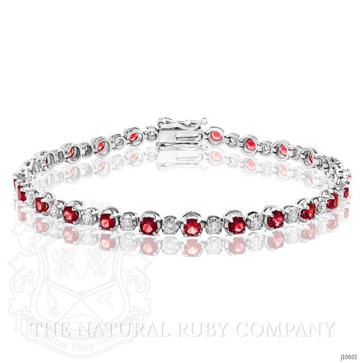 3.52 Ct.Tw. Ruby Natural Diamond Tennis/Line Bracelet, 14K White Gold