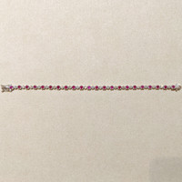 3.52 Ct.Tw. Ruby Natural Diamond Tennis/Line Bracelet, 14K White Gold Image
