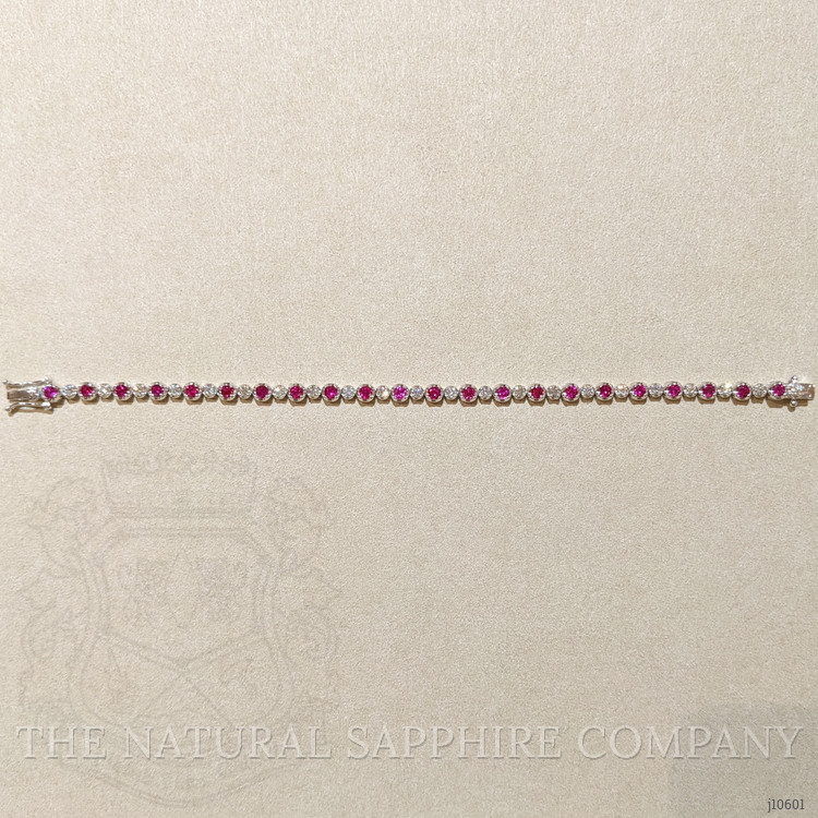 3.52 Ct.Tw. Ruby Natural Diamond Tennis/Line Bracelet, 14K White Gold