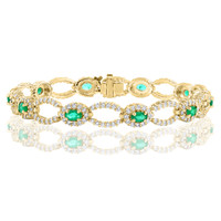 2.20 Ct.Tw. Emerald Natural Diamond Tennis/Line Bracelet, 14K Yellow Gold Image