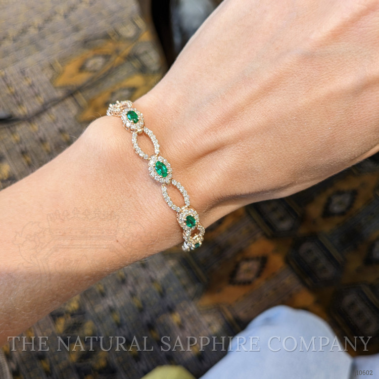 2.20 Ct.Tw. Emerald Natural Diamond Tennis/Line Bracelet, 14K Yellow Gold