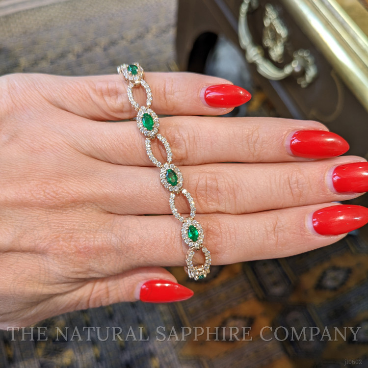 2.20 Ct.Tw. Emerald Natural Diamond Tennis/Line Bracelet, 14K Yellow Gold