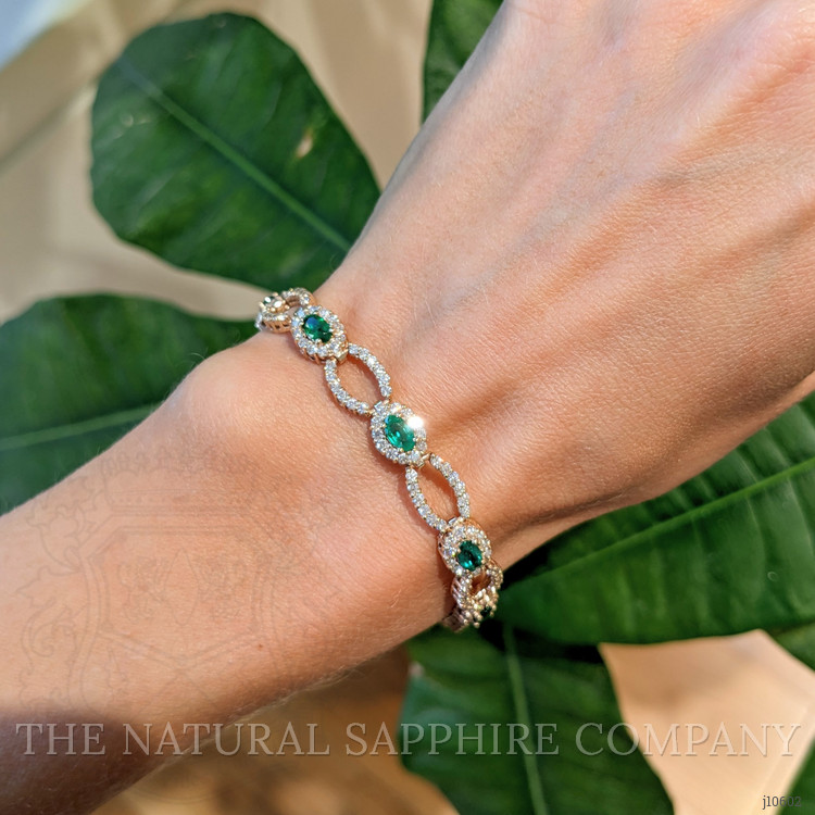 2.20 Ct.Tw. Emerald Natural Diamond Tennis/Line Bracelet, 14K Yellow Gold