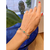 2.20 Ct.Tw. Emerald Natural Diamond Tennis/Line Bracelet, 14K Yellow Gold Life Style