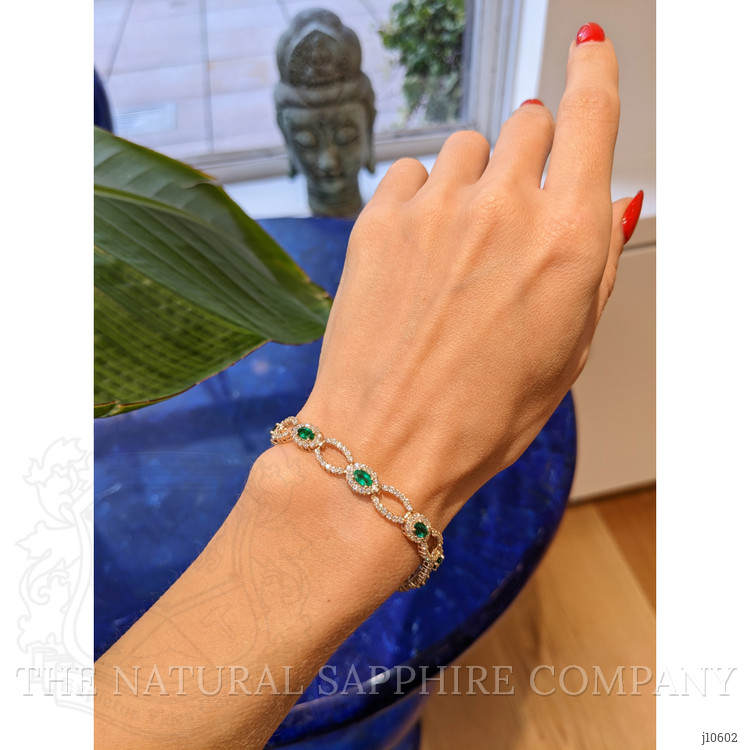 2.20 Ct.Tw. Emerald Natural Diamond Tennis/Line Bracelet, 14K Yellow Gold