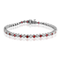1.76 Ct.Tw. Ruby Natural Diamond Tennis/Line Bracelet, 14K White Gold Image
