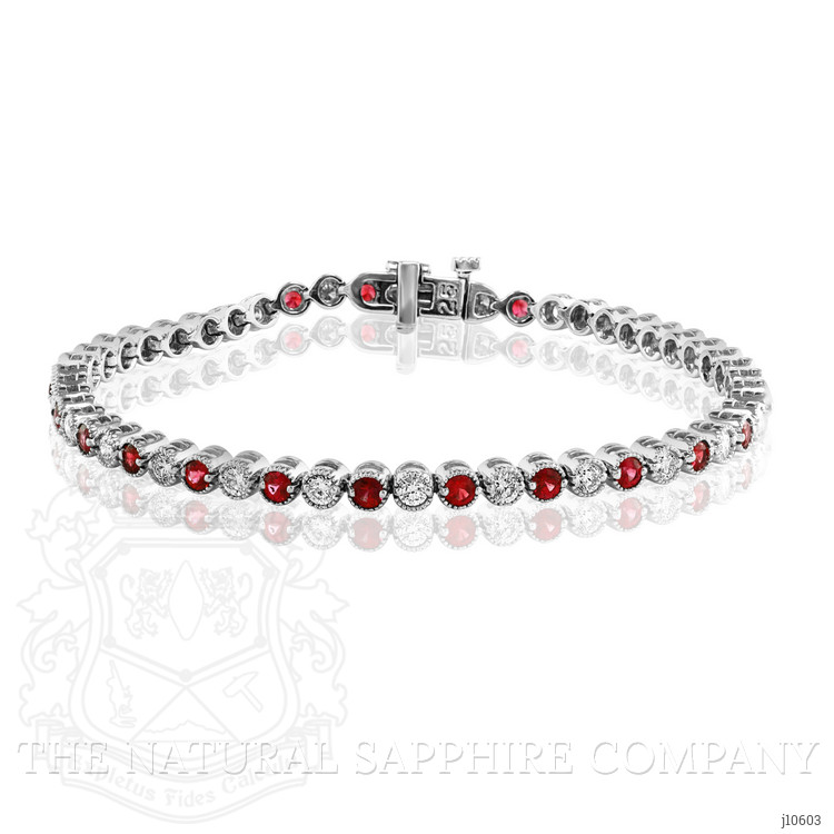 1.76 Ct.Tw. Ruby Natural Diamond Tennis/Line Bracelet, 14K White Gold