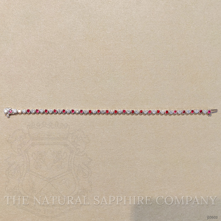 1.76 Ct.Tw. Ruby Natural Diamond Tennis/Line Bracelet, 14K White Gold
