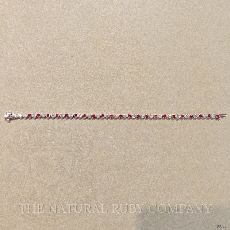 1.76 Ct.Tw. Ruby Natural Diamond Tennis/Line Bracelet, 14K White Gold