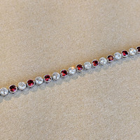 1.76 Ct.Tw. Ruby Natural Diamond Tennis/Line Bracelet, 14K White Gold Image