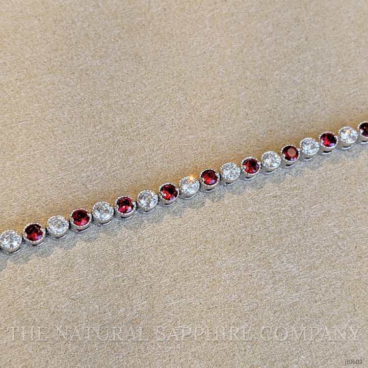1.76 Ct.Tw. Ruby Natural Diamond Tennis/Line Bracelet, 14K White Gold