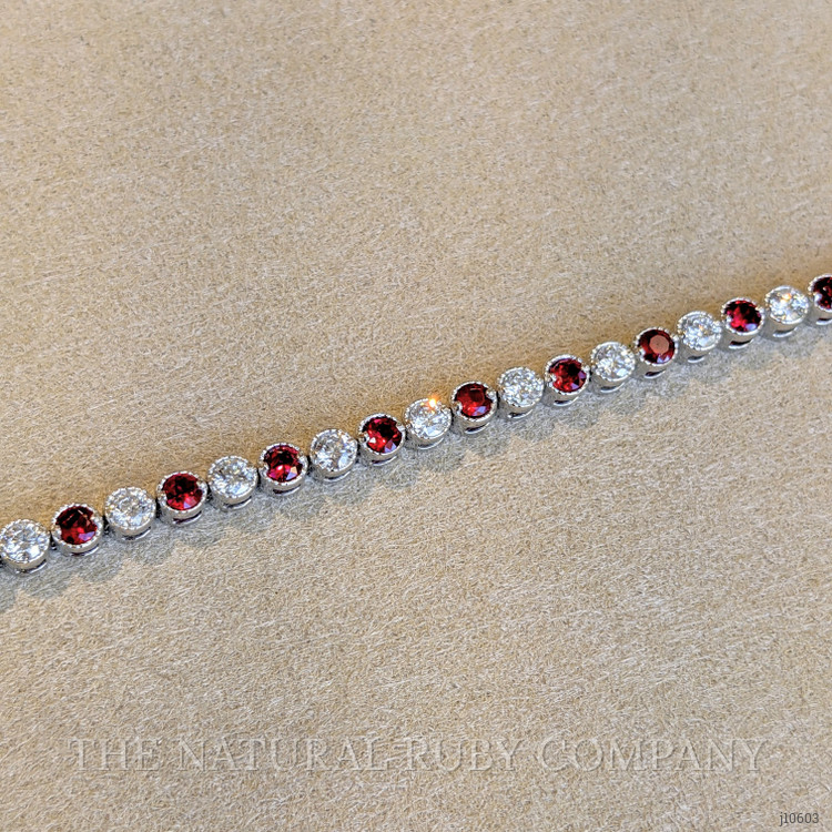 1.76 Ct.Tw. Ruby Natural Diamond Tennis/Line Bracelet, 14K White Gold
