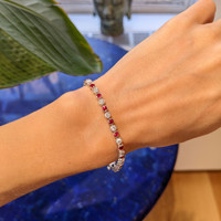 1.76 Ct.Tw. Ruby Natural Diamond Tennis/Line Bracelet, 14K White Gold Life Style