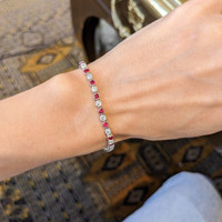 1.76 Ct.Tw. Ruby Natural Diamond Tennis/Line Bracelet, 14K White Gold Life Style
