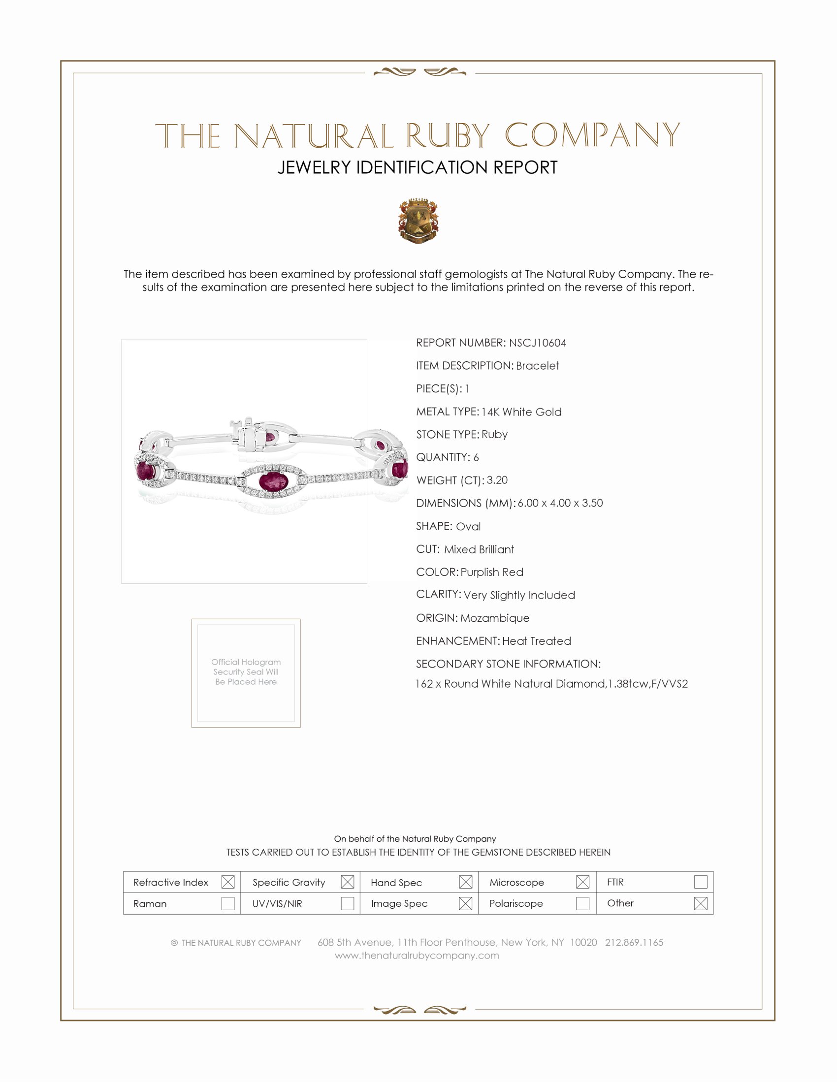 3.20 Ct.Tw. Ruby Natural Diamond Tennis/Line Bracelet, 14K White Gold