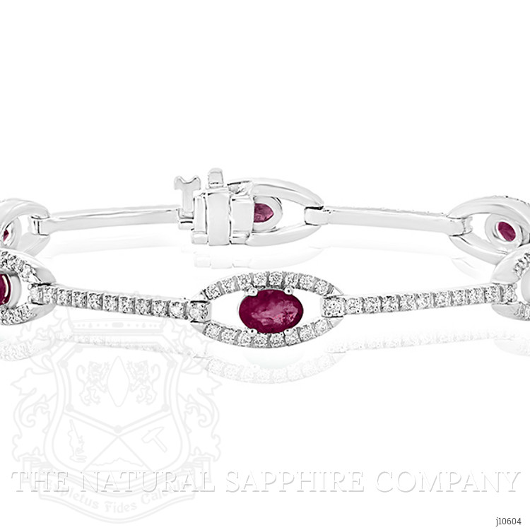 3.20 Ct.Tw. Ruby Natural Diamond Tennis/Line Bracelet, 14K White Gold