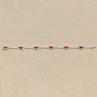 3.20 Ct.Tw. Ruby Natural Diamond Tennis/Line Bracelet, 14K White Gold Image