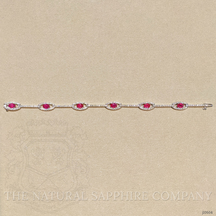 3.20 Ct.Tw. Ruby Natural Diamond Tennis/Line Bracelet, 14K White Gold