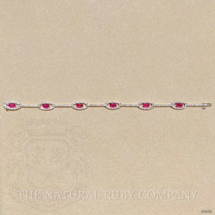 3.20 Ct.Tw. Ruby Natural Diamond Tennis/Line Bracelet, 14K White Gold
