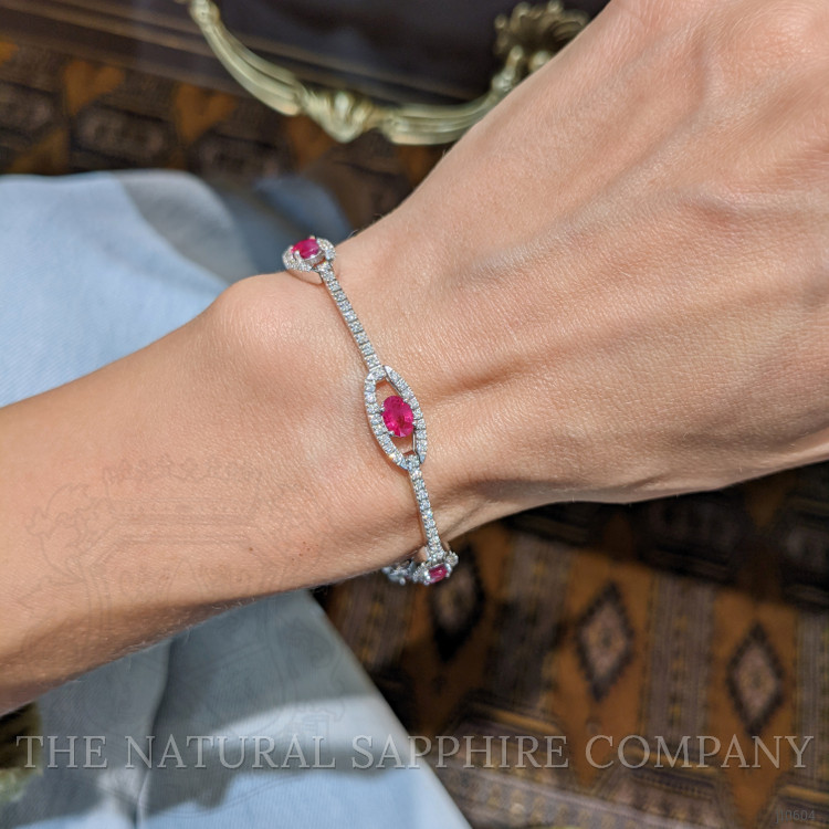 3.20 Ct.Tw. Ruby Natural Diamond Tennis/Line Bracelet, 14K White Gold