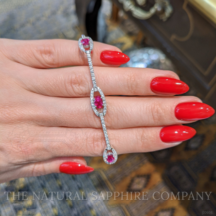 3.20 Ct.Tw. Ruby Natural Diamond Tennis/Line Bracelet, 14K White Gold