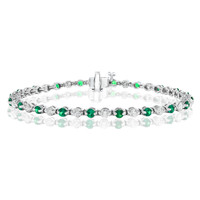 2.23 Ct.Tw. Emerald Natural Diamond Tennis/Line Bracelet, 14K White Gold Image