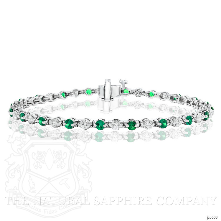 2.23 Ct.Tw. Emerald Natural Diamond Tennis/Line Bracelet, 14K White Gold