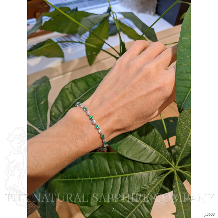 2.23 Ct.Tw. Emerald Natural Diamond Tennis/Line Bracelet, 14K White Gold