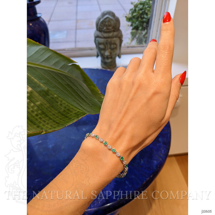 2.23 Ct.Tw. Emerald Natural Diamond Tennis/Line Bracelet, 14K White Gold