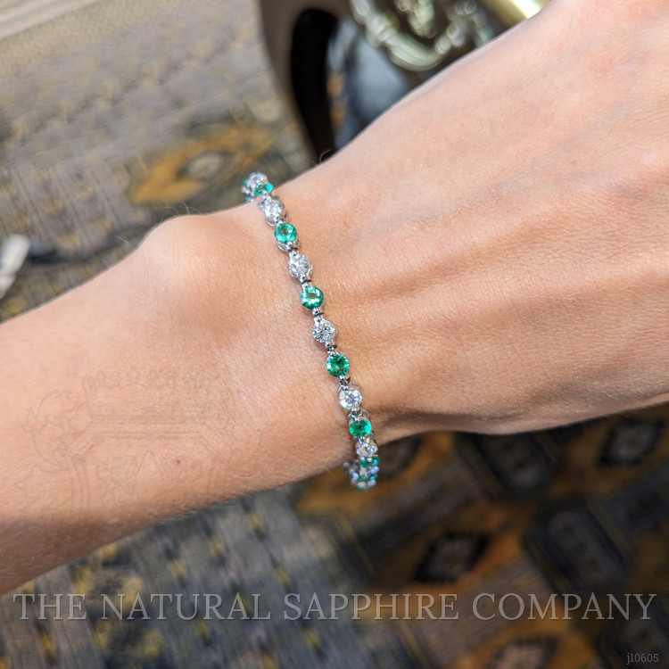 2.23 Ct.Tw. Emerald Natural Diamond Tennis/Line Bracelet, 14K White Gold