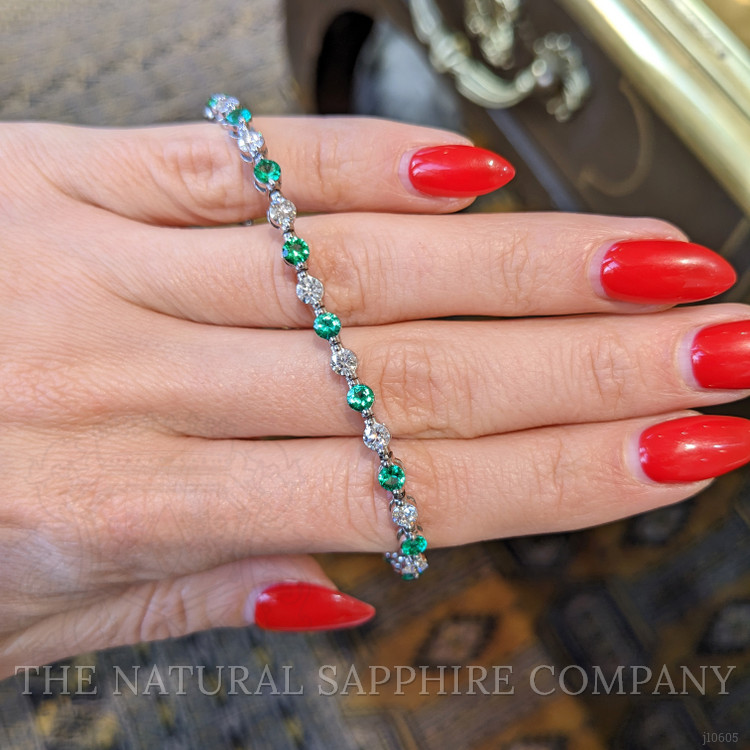 2.23 Ct.Tw. Emerald Natural Diamond Tennis/Line Bracelet, 14K White Gold