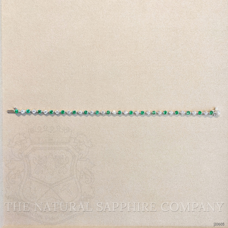 2.23 Ct.Tw. Emerald Natural Diamond Tennis/Line Bracelet, 14K White Gold