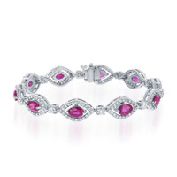 6.20 Ct.Tw. Ruby Natural Diamond Tennis/Line Bracelet, 14K White Gold Image