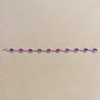 6.20 Ct.Tw. Ruby Natural Diamond Tennis/Line Bracelet, 14K White Gold Image