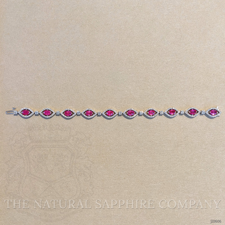 6.20 Ct.Tw. Ruby Natural Diamond Tennis/Line Bracelet, 14K White Gold