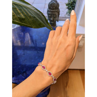 6.20 Ct.Tw. Ruby Natural Diamond Tennis/Line Bracelet, 14K White Gold Life Style