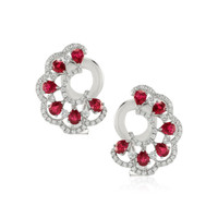 2.16 Ct.Tw. Ruby Natural Diamond Pave Earrings, 18K White Gold Image