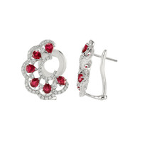 2.16 Ct.Tw. Ruby Natural Diamond Pave Earrings, 18K White Gold Image